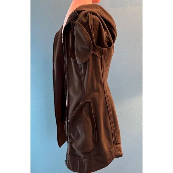 EUC! Laundry Shelli Segal Dark Gray Zip Close 4 Pockets Attached Belt Hood Small - Picture 8 of 10